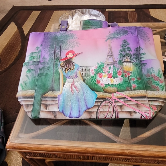 Anushka Paris in Sunrise numberHand Painted Leather Handbag - Picture 1 of 5